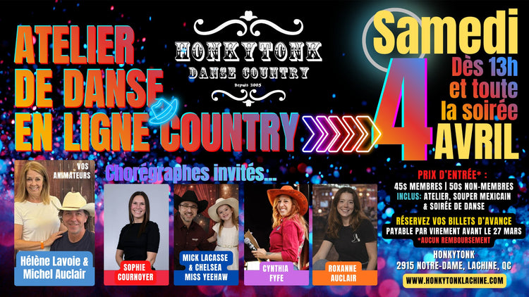 Atelier de danse en ligne country 4 avril