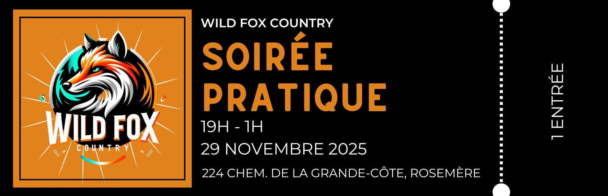 Soirée Danse - Billet Prévente (29 Novembre 2025) - Wild Fox Country