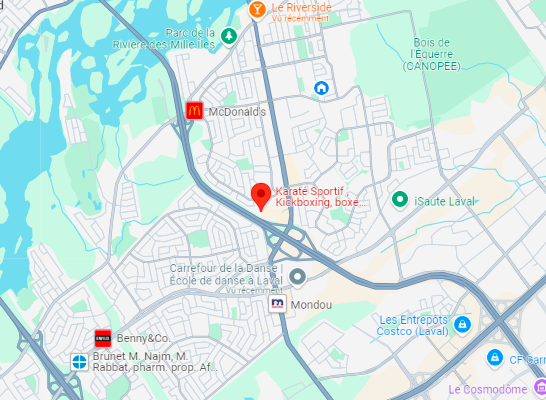 map de Laval avec la localisation du Karaté Sportif Sainte-Rose